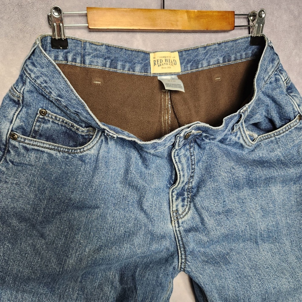 Red Head Brand Co. Mens 36x32 Fleece Lined Jeans Blue Denim Pants Insulated Warm